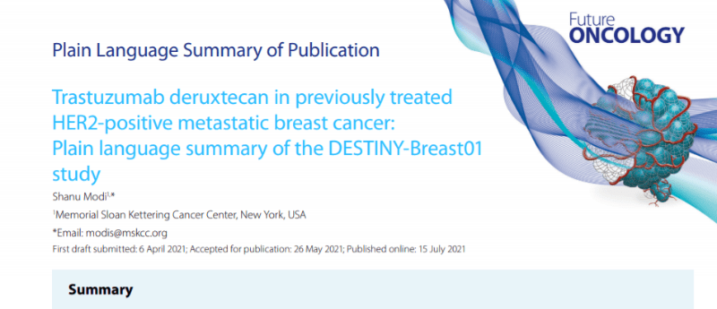 Plain language summary of the DESTINY-Breast01 study